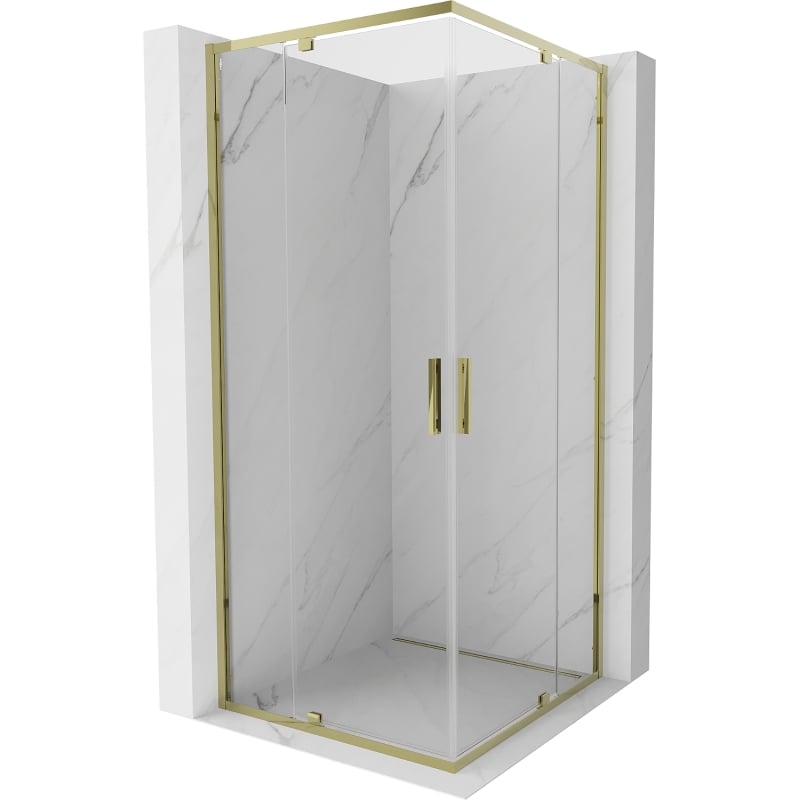 Mexen Exo-R Duo square hinged shower cabin 100 x 100 cm, transparent, gold - 8110-100-100-50-00