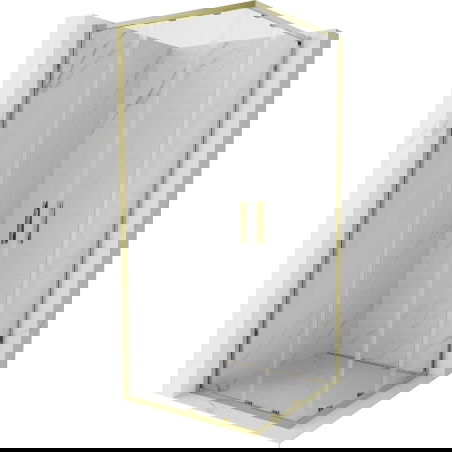 Mexen Exo Quadrateschuiwend Duschkabinn 70 x 70 cm, transparent, gëllen - 8111-070-070-50-00