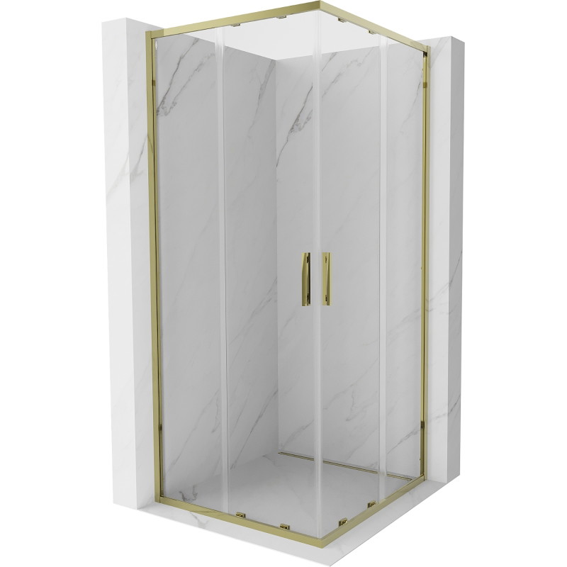 Mexen Exo-S Duo cabine de duche quadrada de correr 80 x 80 cm, transparente, dourada - 8111-080-080-50-00