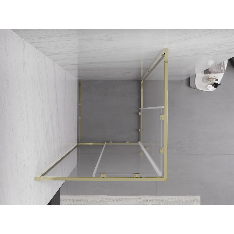 Mexen Exo kvadratna drsna pršna kabina 90 x 90 cm, prozorna, zlata - 8111-090-090-50-00