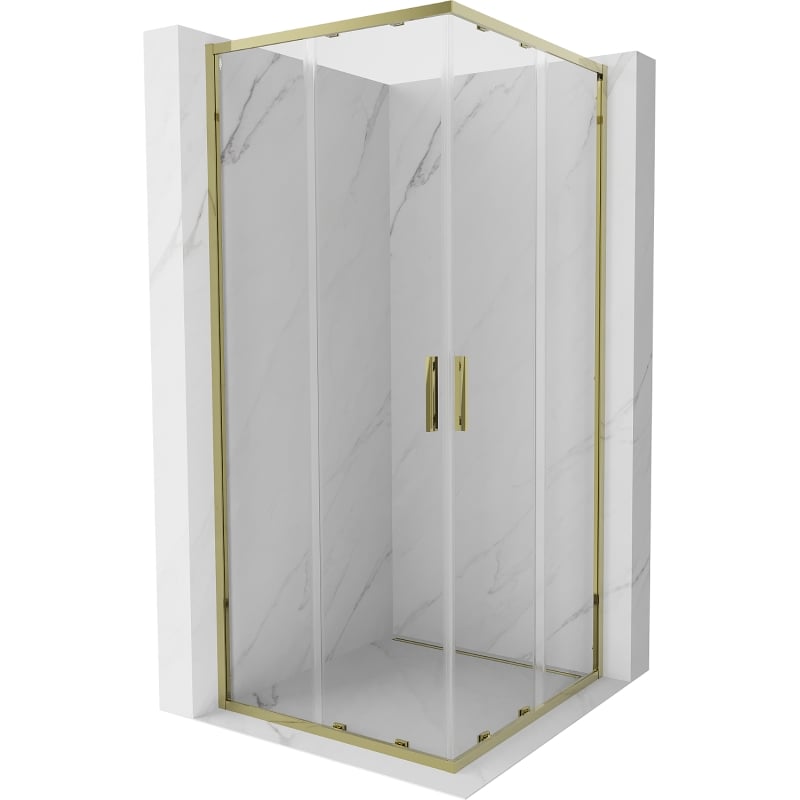 Mexen Exo quadratische Duschkabine, verschiebbar, 100 x 100 cm, transparent, gold - 8111-100-100-50-00