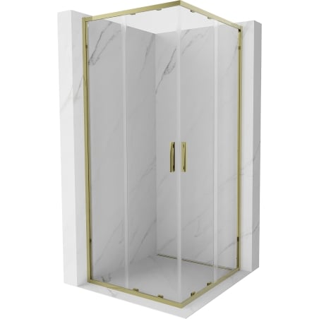 Mexen Exo quadratische Duschkabine, verschiebbar, 100 x 100 cm, transparent, gold - 8111-100-100-50-00