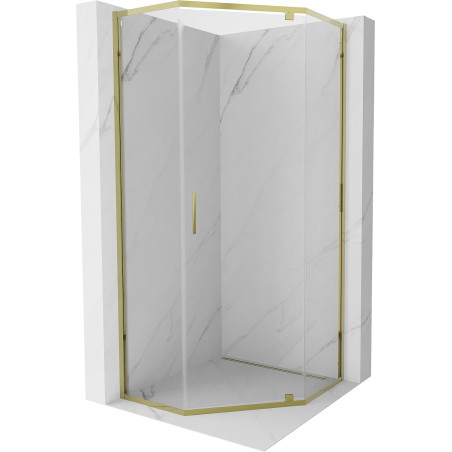 Mexen Exo-R cabine de douche pentagonale pivotante 80 x 80 cm, transparent, dorée - 812-080-080-50-00