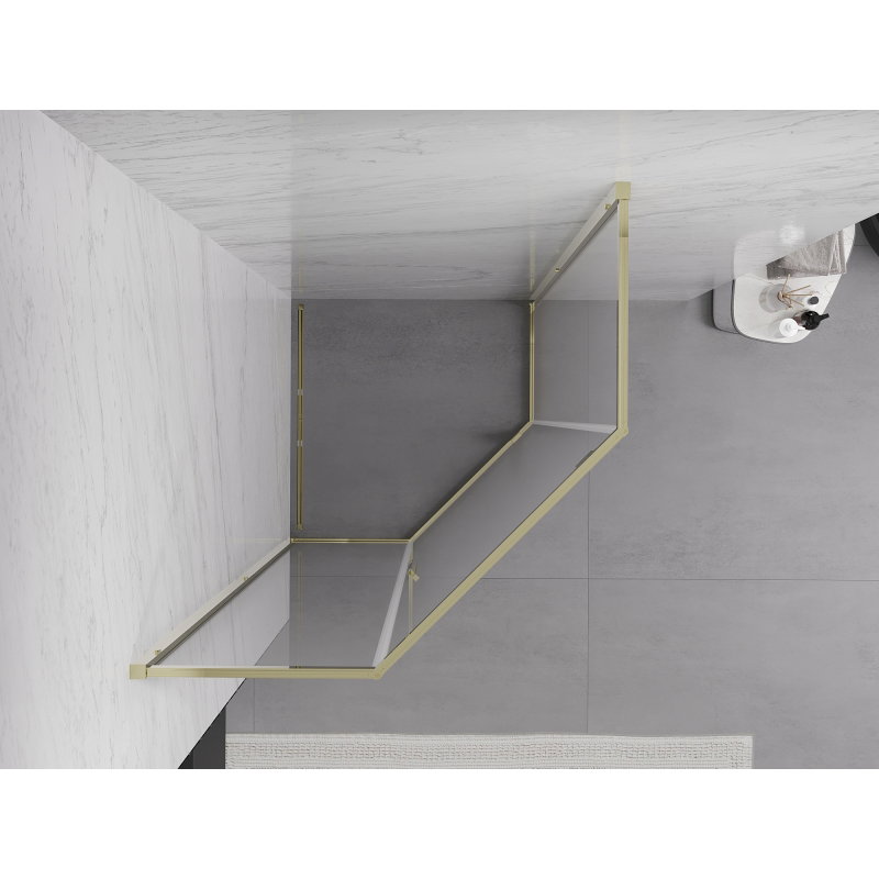 Mexen Exo fënnef-Aeckeg Duschkabinn, 80 x 80 cm, transparent, gëllen - 812-080-080-50-00