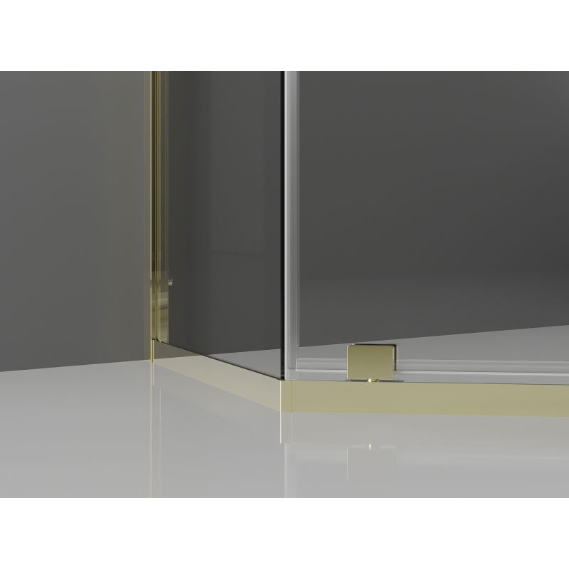 Mexen Exo pentagon tuš kabina z nihajnimi vrati 80 x 80 cm, prozorna, zlata - 812-080-080-50-00