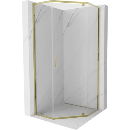 Mexen Exo Pentagonal Hinged Shower Enclosure 90 x 90 cm, Transparent, Gold - 812-090-090-50-00