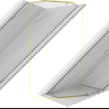 Mexen Exo petkotni tuš kabina z nihajnimi vrati 90 x 90 cm, prozorna, zlata - 812-090-090-50-00