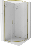 Mexen Exo-R fünfeckige Duschkabine mit Drehtür 90 x 90 cm, transparent, gold - 812-090-090-50-00