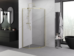 Mexen Exo cabine de douche pentagonale pivotante 90 x 90 cm, transparente, dorée - 812-090-090-50-00