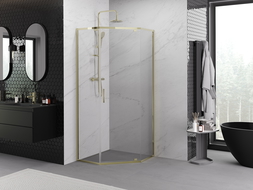 Mexen Exo Pentagonal Hinged Shower Enclosure 90 x 90 cm, Transparent, Gold - 812-090-090-50-00