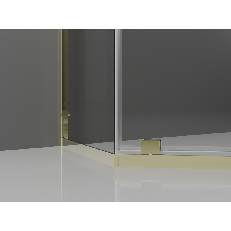 Mexen Exo petkotni tuš kabina z nihajnimi vrati 90 x 90 cm, prozorna, zlata - 812-090-090-50-00