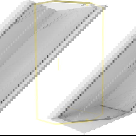 Mexen Exo fünfeckige Duschkabine, schwenkbar 100 x 100 cm, transparent, gold - 812-100-100-50-00