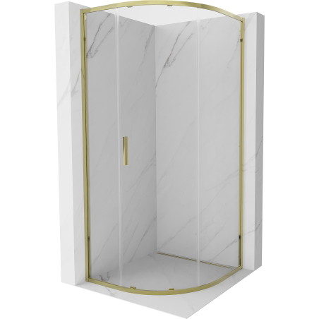 Mexen Exo-S kabina prysznicowa półokrągła rozsuwana 70 x 70 cm, transparent, złota - 8131-070-070-50-00