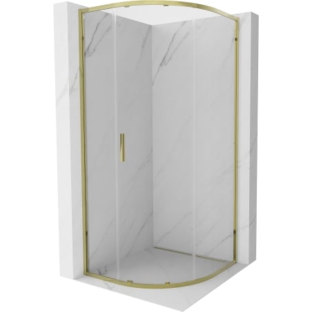Mexen Exo-S puoliympyrän muotoinen suihkukoppi liukuovella 80 x 80 cm, läpinäkyvä, kultainen - 8131-080-080-50-00