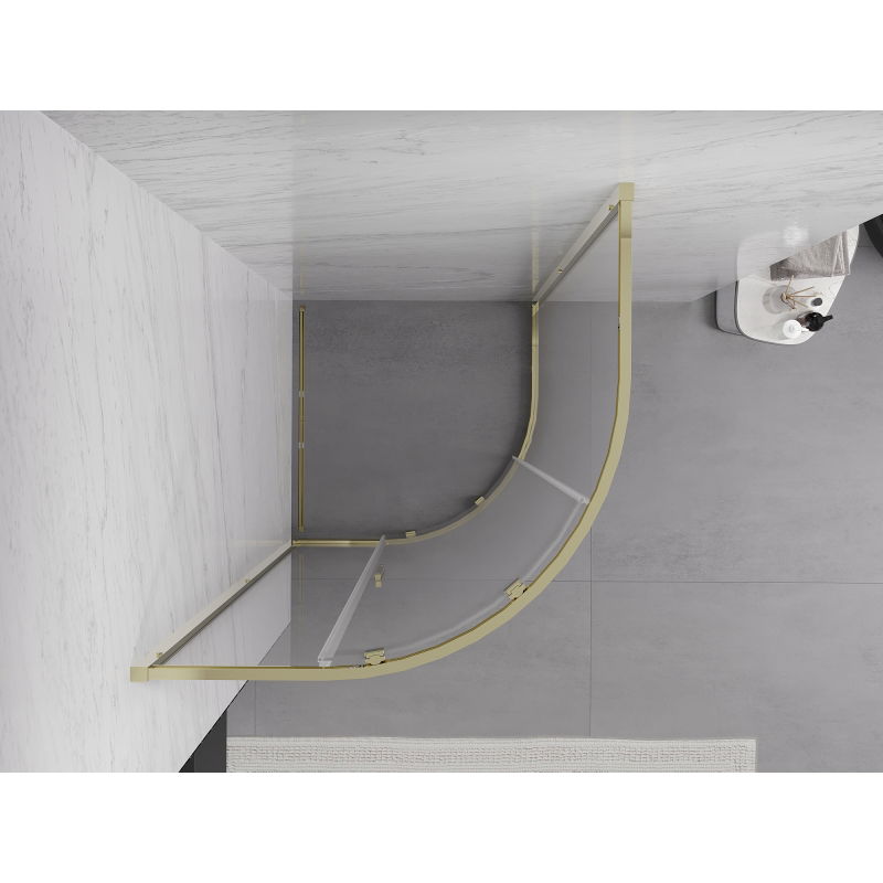 Mexen Exo ημικυκλικό συρόμενο ντουζιέρα 80 x 80 cm, διάφανο, χρυσό - 8131-080-080-50-00
