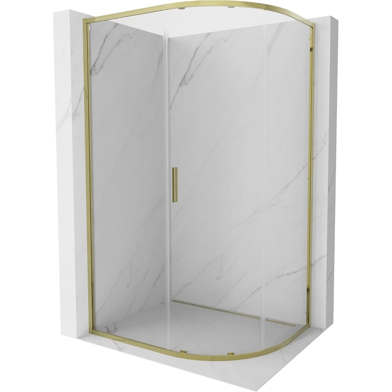 Mexen Exo semicircular sliding shower cabin 90 x 80 cm, transparent, gold - 8131-090-080-50-00