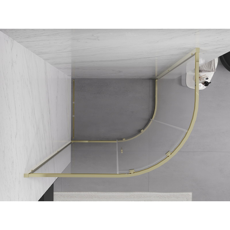 Mexen Exo-S polkrožna drsna tuš kabina 90 x 80 cm, prozorna, zlata - 8131-090-080-50-00