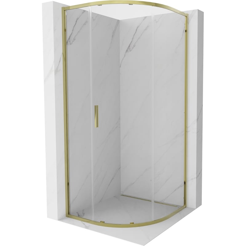 Mexen Exo kabina prysznicowa półokrągła rozsuwana 90 x 90 cm, transparent, złota - 8131-090-090-50-00