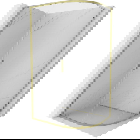 Mexen Exo asimetrična polkrožna tuš kabina drsna 120 x 90 cm, prozorna, zlata - 8131-120-090-50-00