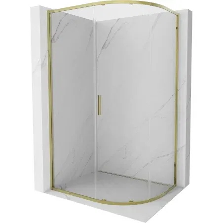 Mexen Exo asymmetrische, halbrunde Duschkabine 120 x 90 cm, transparent, golden - 8131-120-090-50-00