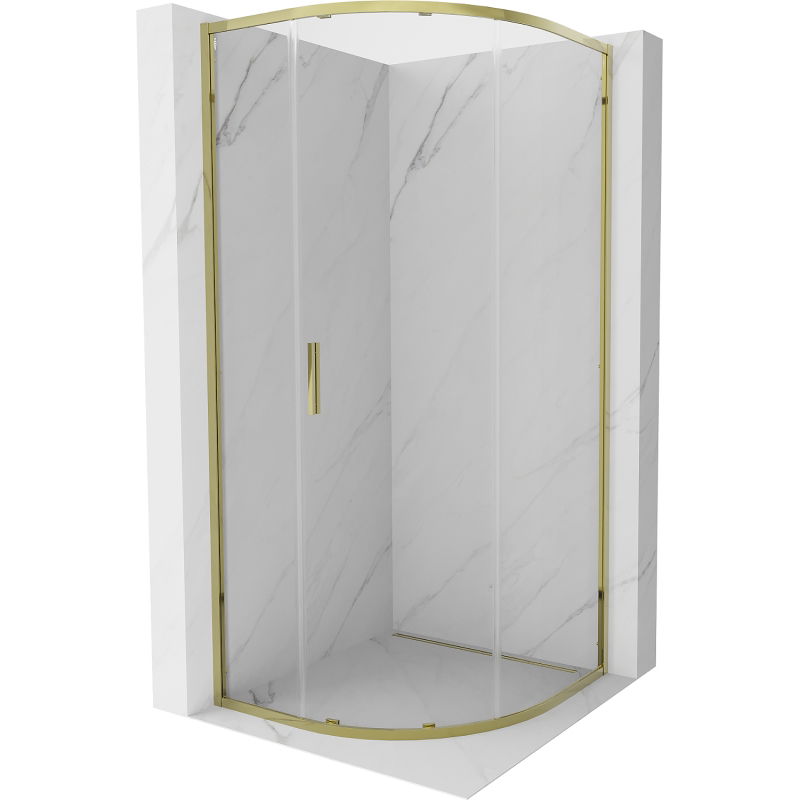 Mexen Exo Duschkabine halbrund verschiebbar 100 x 100 cm, transparent, gold - 8131-100-100-50-00