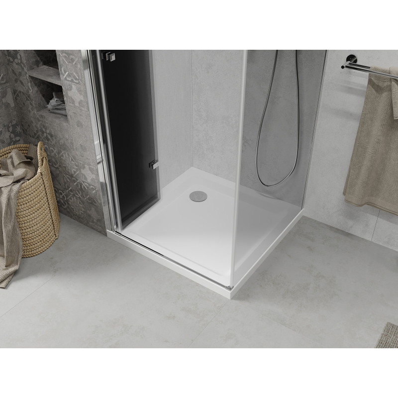 Mexen Lima kokkupandav duššinurk 80 x 80 cm, grafiit, kroom + Flat dušialus, valge - 856-080-080-01-40-4010