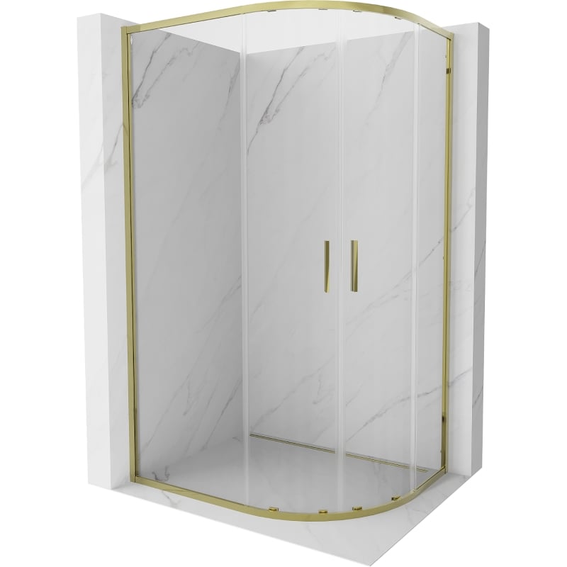 Mexen Exo Duschkabine halbkreisförmig, Schiebetür 100 x 80 cm, transparent, gold - 8132-100-080-50-00