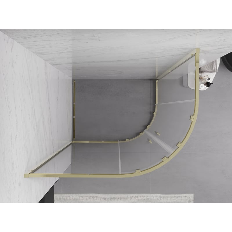Mexen Exo-S Duo cabina doccia semicircolare scorrevole 100 x 80 cm, trasparente, oro - 8132-100-080-50-00