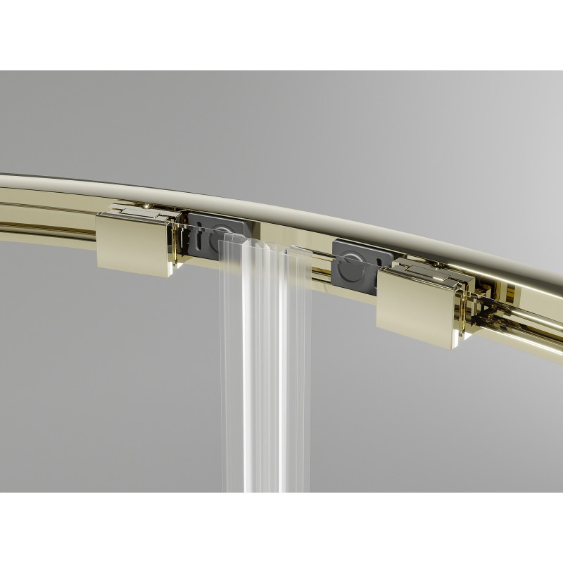 Mexen Exo polkrožna drsna pršna kabina 90 x 90 cm, prozorna, zlata - 8132-090-090-50-00