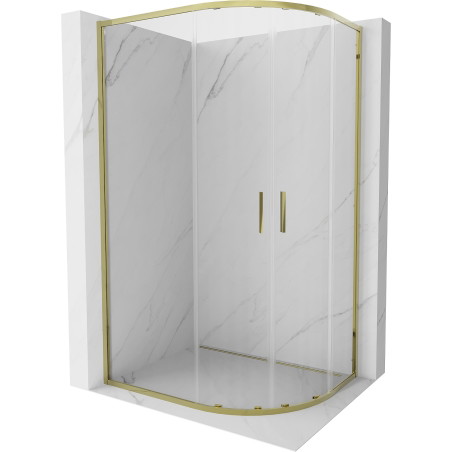 Mexen Exo-S Duo cabina doccia semicircolare scorrevole 120 x 90 cm, trasparente, oro - 8132-120-090-50-00