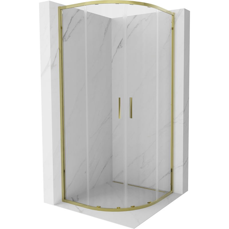 Mexen Exo Duschkabine halbkreisförmig, verschiebbar 100 x 100 cm, transparent, gold - 8132-100-100-50-00
