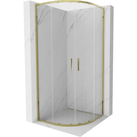 Mexen Exo cabine de douche arrondie coulissante 100 x 100 cm, transparent, or - 8132-100-100-50-00