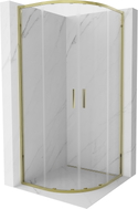 Mexen Exo-S Duo rundad duschkabin med skjutdörrar 100 x 100 cm, transparent, guld - 8132-100-100-50-00
