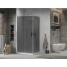 Mexen Lima faltbare Duschkabine 80 x 90 cm, Grafit, Chrom + Duschwanne Flat, Weiß - 856-080-090-01-40-4010