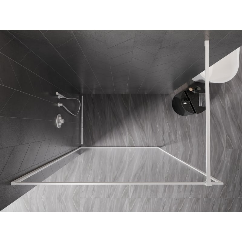 Mexen Kioto-F dušisein Walk-in raamiga 55 x 202 cm, läbipaistev 8 mm, valge - 800-055-104-20-00