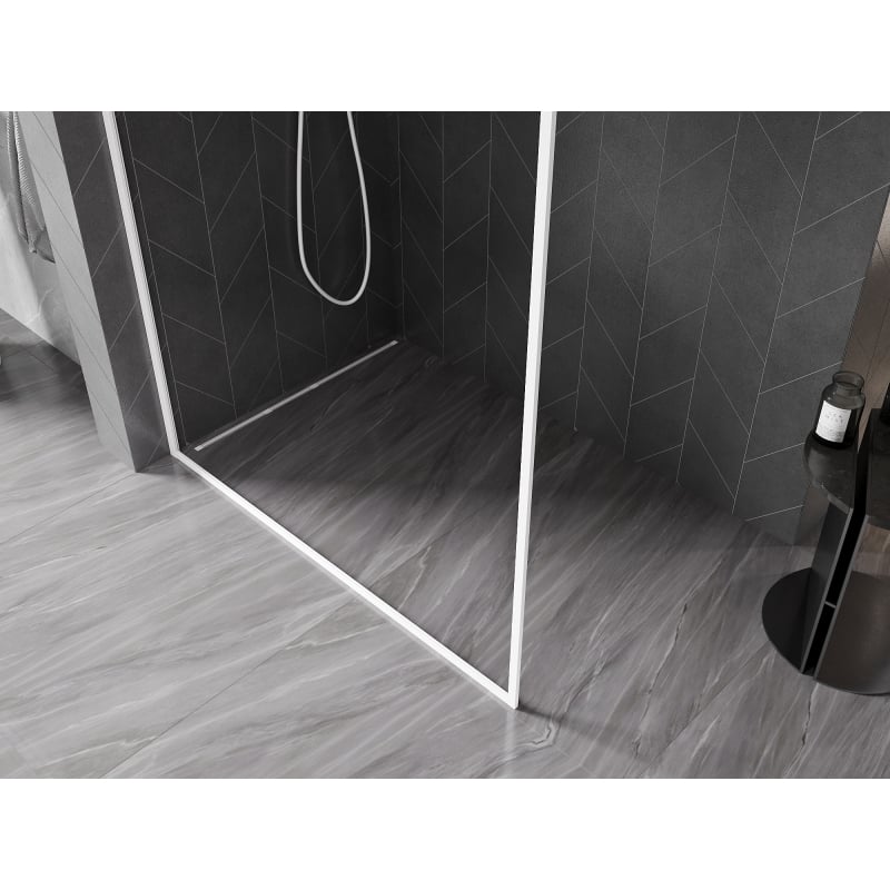 Mexen Kioto-F Duschwand Walk-in mit Rahmen 100 x 202 cm, transparent 8 mm, weiß - 800-100-104-20-00