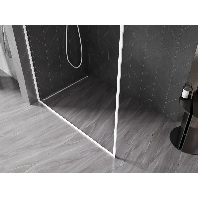 Mexen Kioto-F Walk-in dušisein raamidega 140 x 202 cm, läbipaistev 8 mm, valge - 800-140-104-20-00