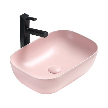 Mexen Rita pöytätasoon asennettava pesuallas 45 x 32 cm, vaaleanpunainen matta - 21084544