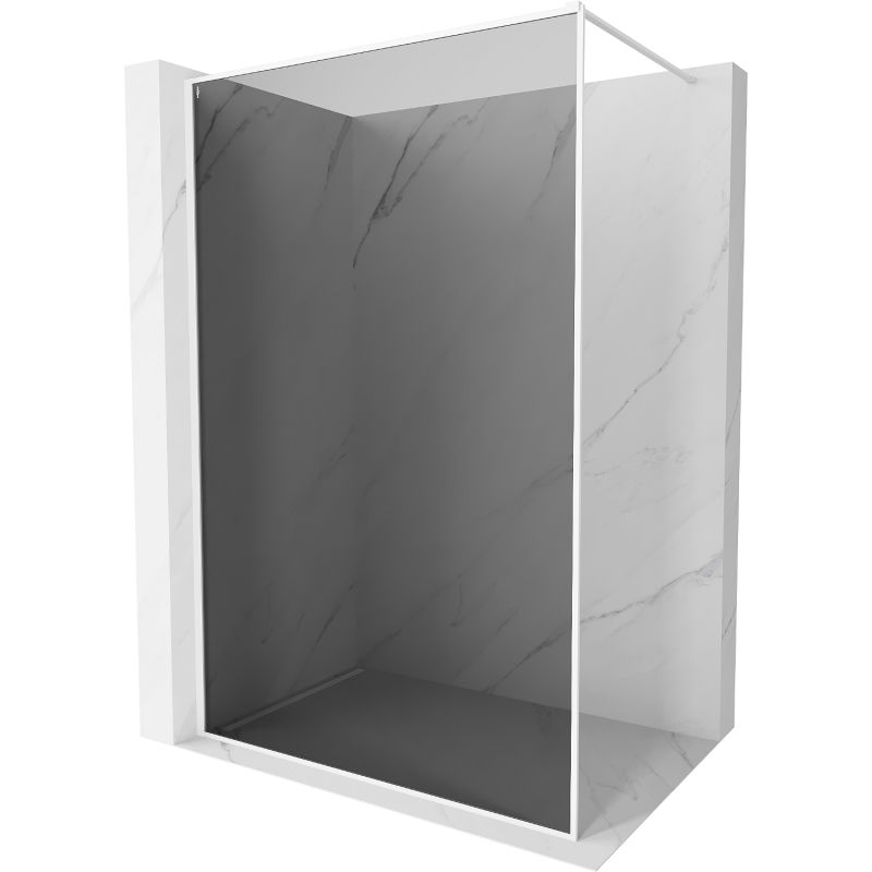Mexen Kioto-F Duschwand Walk-in mit Rahmen 110 x 202 cm, graphit 8 mm, weiß - 800-110-104-20-40