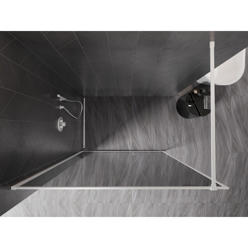 Mexen Kioto-F ścianka prysznicowa Walk-in z ramką 100 x 202 cm, grafit 8 mm, biała - 800-100-104-20-40