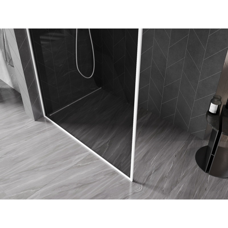 Mexen Kioto-F dušisein Walk-in raamiga 130 x 202 cm, grafiit 8 mm, valge - 800-130-104-20-40