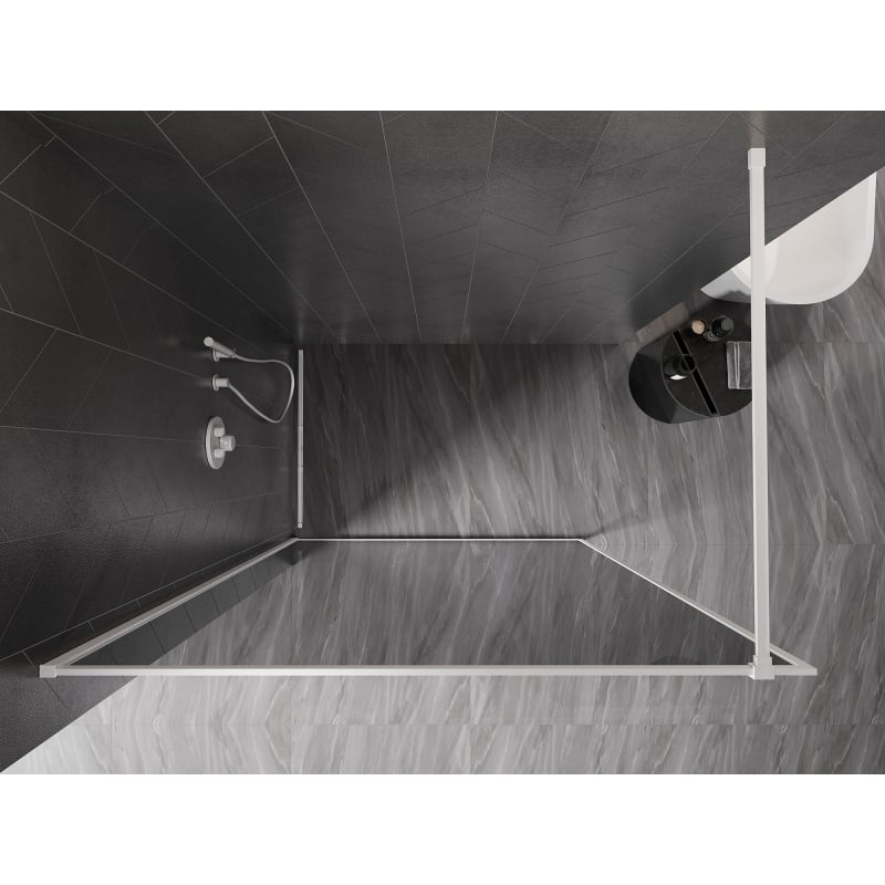 Mexen Kioto-F Walk-in Shower Panel with Frame 120 x 202 cm, Graphite 8 mm, White - 800-120-104-20-40