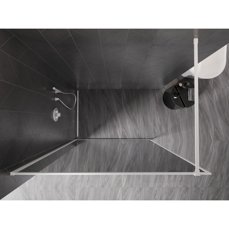 Mexen Kioto-F dušisein Walk-in raamiga 130 x 202 cm, grafiit 8 mm, valge - 800-130-104-20-40