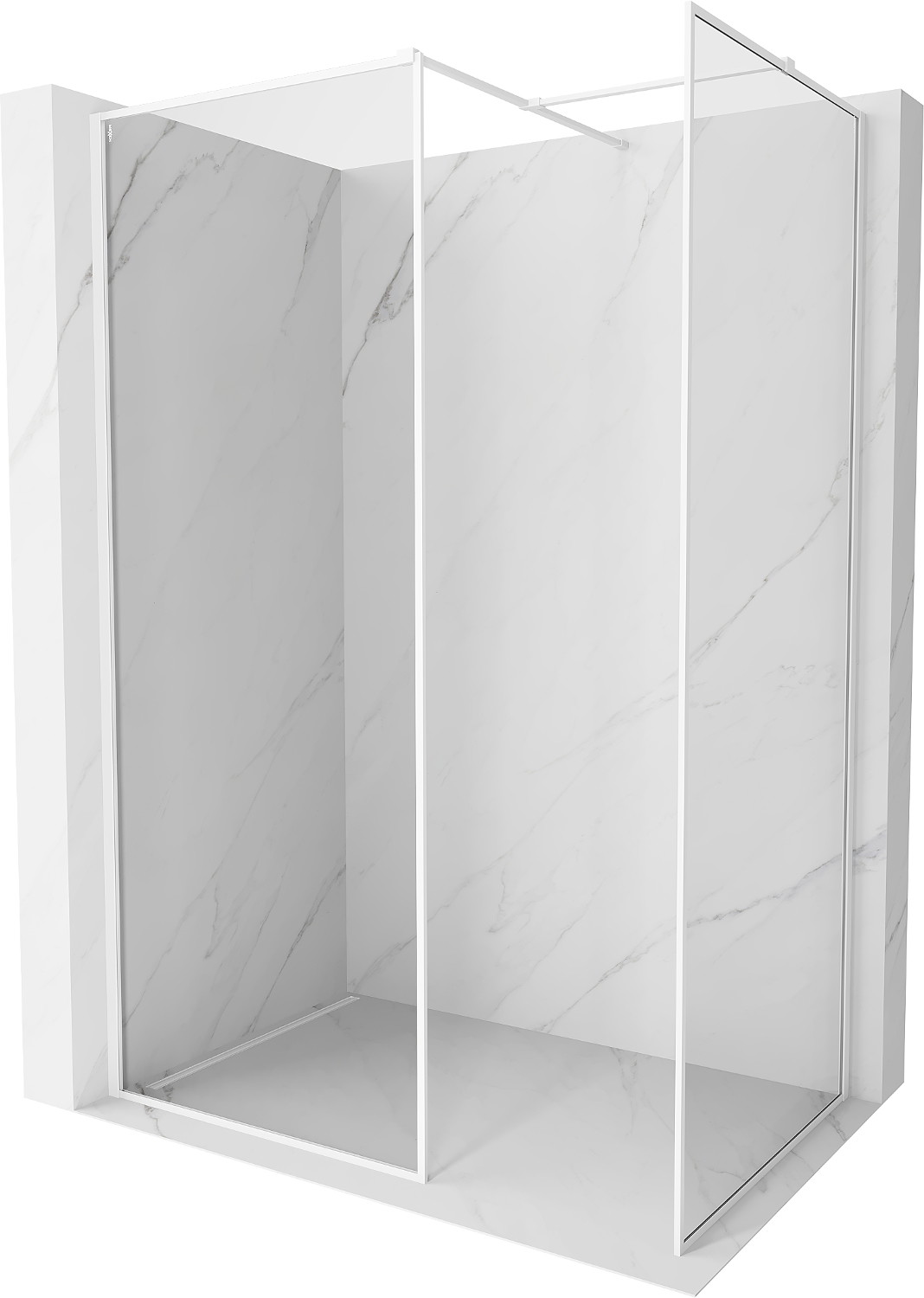 Mexen Kioto-F ścianka prysznicowa Walk-in z ramką 170 x 70 cm, transparent 8 mm, biała - 800-170-202-04-20-070