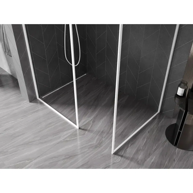 Mexen Kioto-F paroi de douche Walk-in avec cadre 80 x 80 cm, transparent 8 mm, blanc - 800-080-202-04-20-080