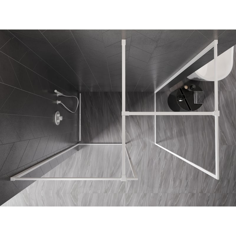 Mexen Kioto-F ścianka prysznicowa Walk-in z ramką 150 x 85 cm, transparent 8 mm, biała - 800-150-202-04-20-085