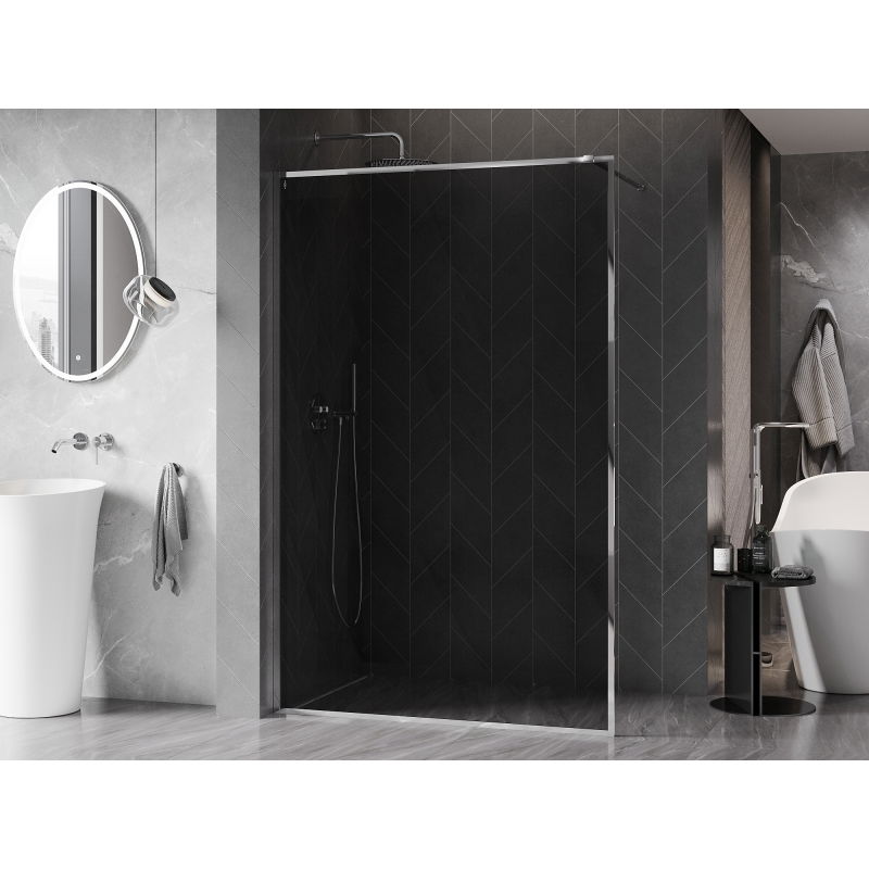Mexen Kioto-F Tuš stena Walk-in z okvirjem 110 x 202 cm, grafit 8 mm, krom - 800-110-104-01-40