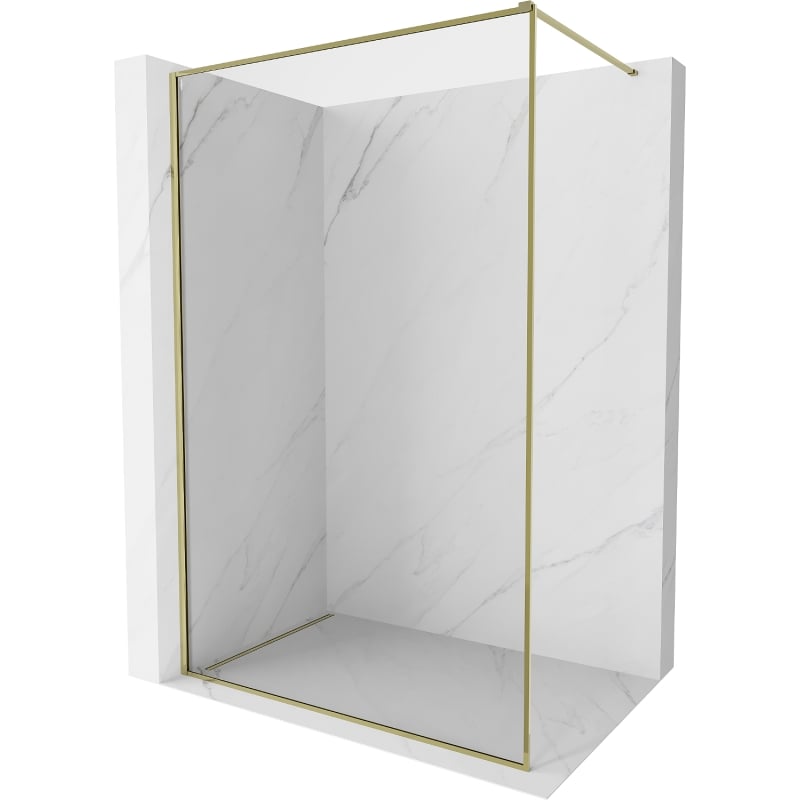 Mexen Kioto-F ścianka prysznicowa Walk-in z ramką 135 x 202 cm, transparent 8 mm, złota - 800-135-104-50-00