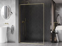 Mexen Kioto-F Duschwand Walk-in mit Rahmen 95 x 202 cm, transparent 8 mm, gebürstetes Gold - 800-095-104-55-00