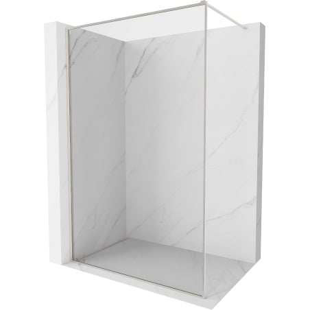 Mexen Kioto-F Walk-in Shower Wall with Frame 65 x 202 cm, Transparent 8 mm, Brushed Nickel - 800-065-104-97-00